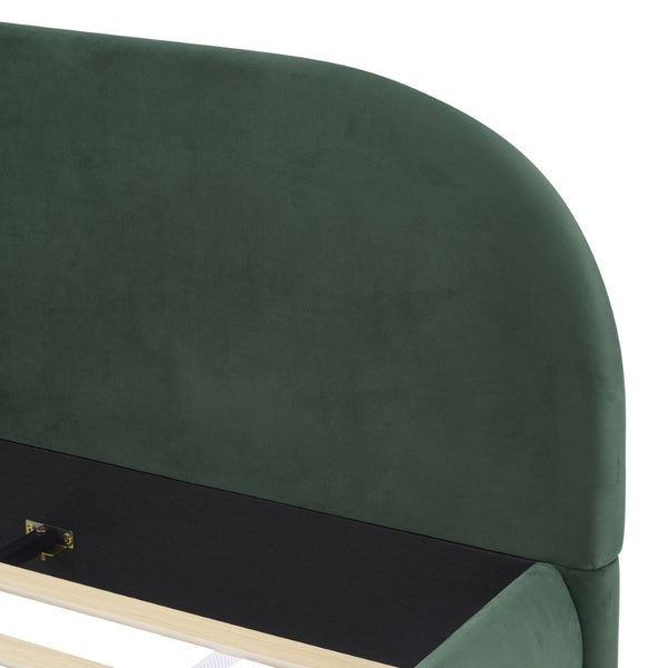 English Elm Dark Green Velvet Queen Bed with Curved Headboard for an Elegant Bedroom Retreat N769Q462353G