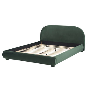English Elm Dark Green Velvet Queen Bed with Curved Headboard for an Elegant Bedroom Retreat N769Q462353G