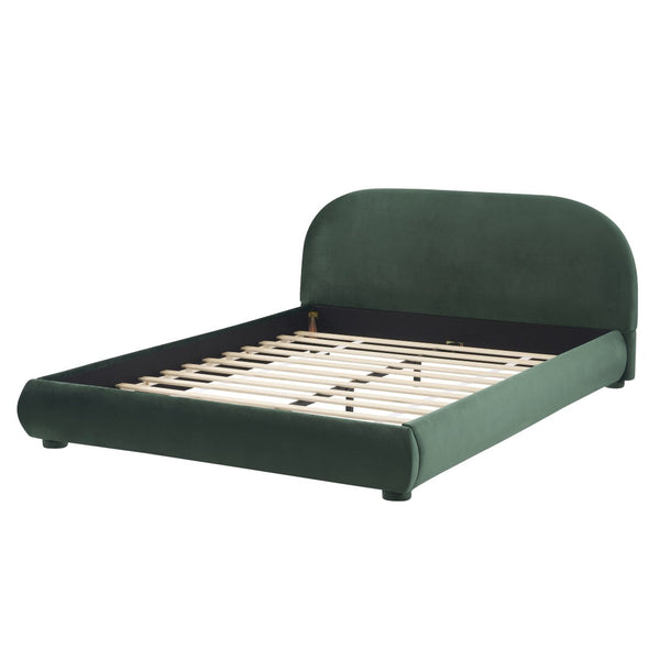 English Elm Dark Green Velvet Queen Bed with Curved Headboard for an Elegant Bedroom Retreat N769Q462353G