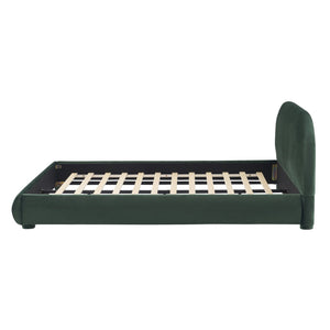 English Elm Dark Green Velvet Queen Bed with Curved Headboard for an Elegant Bedroom Retreat N769Q462353G