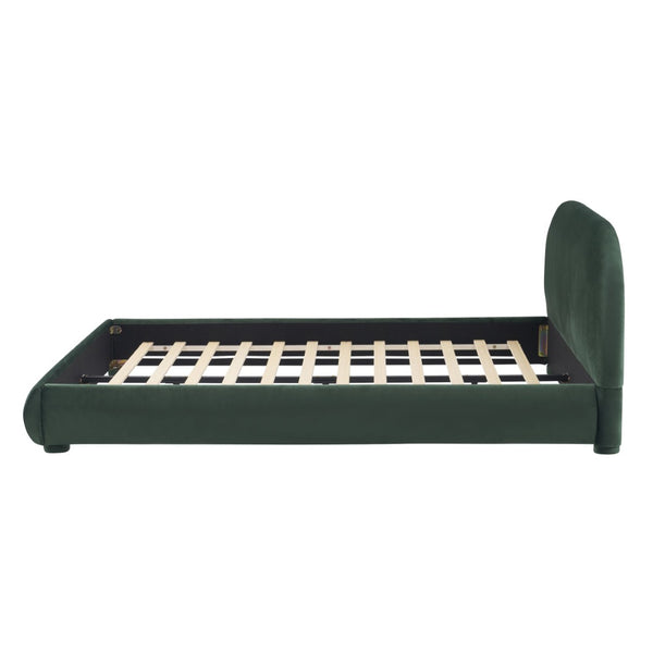 English Elm Dark Green Velvet Queen Bed with Curved Headboard for an Elegant Bedroom Retreat N769Q462353G