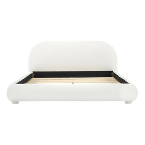 English Elm Cream Boucle Upholstered Queen Bed Curved Headboard for Modern Scandinavian Bedroom N769Q462353W