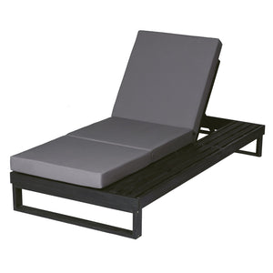 English Elm Black Acacia Hardwood Outdoor Chaise Lounge with Cushion and Built-In Side Tray N770P208326G_N770P407072B