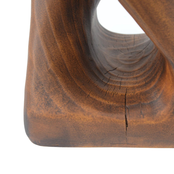 English Elm Mgo Spiral Twist Accent Table Sculptural Wood Grain Finish for Indoor Outdoor Use Antique Brown N770P212233A