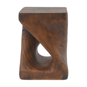 English Elm Mgo Spiral Twist Accent Table Sculptural Wood Grain Finish for Indoor Outdoor Use Antique Brown N770P212233A