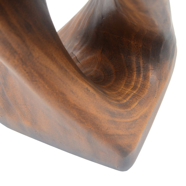 English Elm Mgo Spiral Twist Accent Table Sculptural Wood Grain Finish for Indoor Outdoor Use Antique Brown N770P212233A