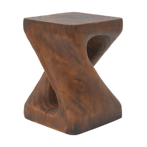 English Elm Mgo Spiral Twist Accent Table Sculptural Wood Grain Finish for Indoor Outdoor Use Antique Brown N770P212233A