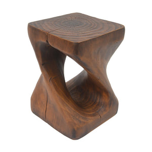 English Elm Mgo Spiral Twist Accent Table Sculptural Wood Grain Finish for Indoor Outdoor Use Antique Brown N770P212233A