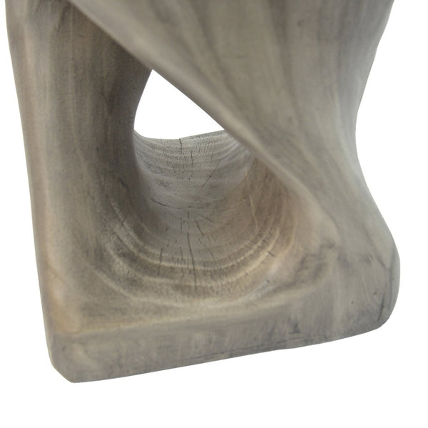 English Elm Mgo Spiral Twist Accent Table Sculptural Wood Grain Finish for Indoor Outdoor Use Grey N770P212233G
