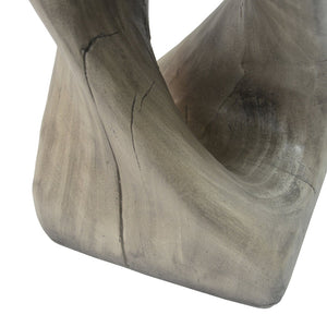 English Elm Mgo Spiral Twist Accent Table Sculptural Wood Grain Finish for Indoor Outdoor Use Grey N770P212233G