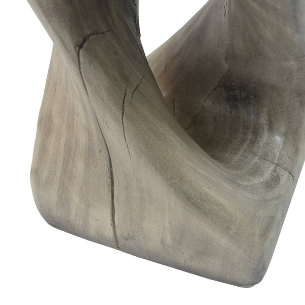 English Elm Mgo Spiral Twist Accent Table Sculptural Wood Grain Finish for Indoor Outdoor Use Grey N770P212233G