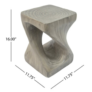 English Elm Mgo Spiral Twist Accent Table Sculptural Wood Grain Finish for Indoor Outdoor Use Grey N770P212233G