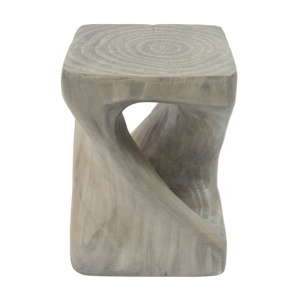 English Elm Mgo Spiral Twist Accent Table Sculptural Wood Grain Finish for Indoor Outdoor Use Grey N770P212233G