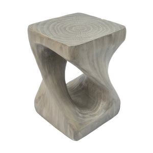 English Elm Mgo Spiral Twist Accent Table Sculptural Wood Grain Finish for Indoor Outdoor Use Grey N770P212233G