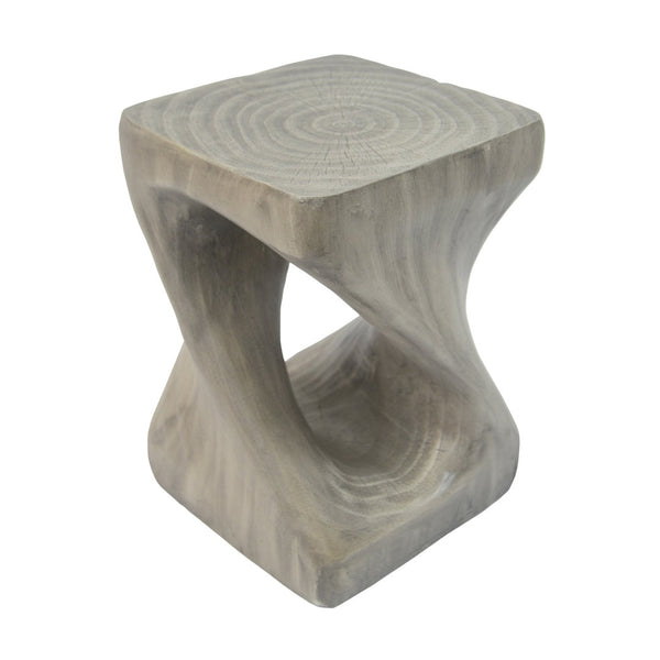English Elm Mgo Spiral Twist Accent Table Sculptural Wood Grain Finish for Indoor Outdoor Use Grey N770P212233G