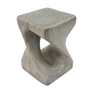 English Elm Mgo Spiral Twist Accent Table Sculptural Wood Grain Finish for Indoor Outdoor Use Grey N770P212233G