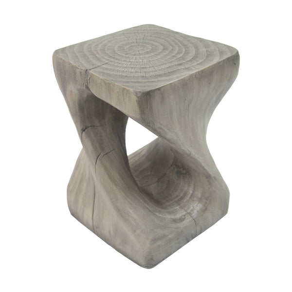 English Elm Mgo Spiral Twist Accent Table Sculptural Wood Grain Finish for Indoor Outdoor Use Grey N770P212233G