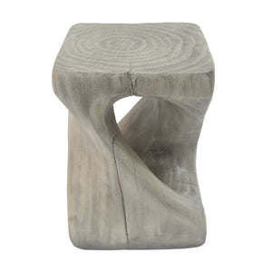 English Elm Mgo Spiral Twist Accent Table Sculptural Wood Grain Finish for Indoor Outdoor Use Grey N770P212233G