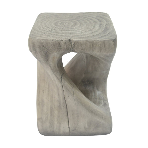 English Elm Mgo Spiral Twist Accent Table Sculptural Wood Grain Finish for Indoor Outdoor Use Grey N770P212233G