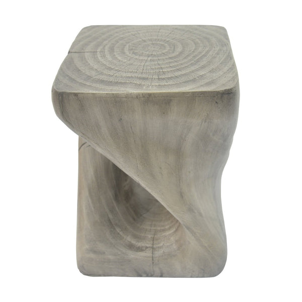 English Elm Mgo Spiral Twist Accent Table Sculptural Wood Grain Finish for Indoor Outdoor Use Grey N770P212233G