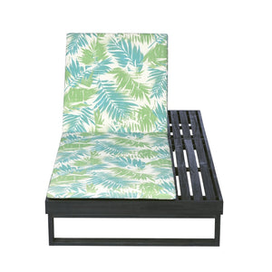 English Elm Black Acacia Hardwood Outdoor Chaise Lounge with Integrated Side Ledge and Cushion Leaf Coconut N770P253018L_N770P407072B