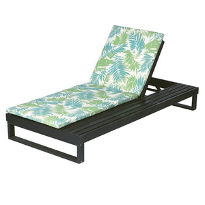English Elm Black Acacia Hardwood Outdoor Chaise Lounge with Integrated Side Ledge and Cushion Leaf Coconut N770P253018L_N770P407072B