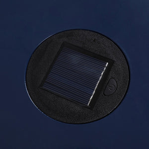 English Elm Solar Iron Lantern Side Table with Cutout Floral Design for Patio and Garden Decor Dark Blue N770P270774D