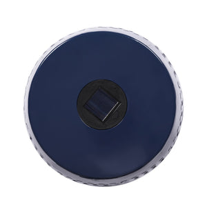 English Elm Solar Iron Lantern Side Table with Cutout Floral Design for Patio and Garden Decor Dark Blue N770P270774D