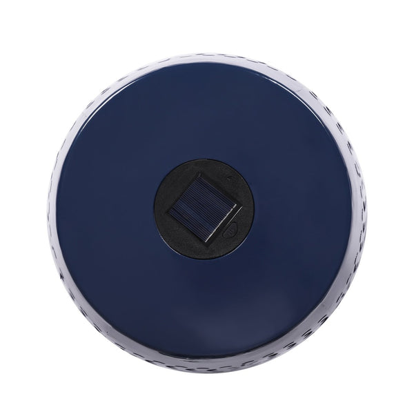English Elm Solar Iron Lantern Side Table with Cutout Floral Design for Patio and Garden Decor Dark Blue N770P270774D