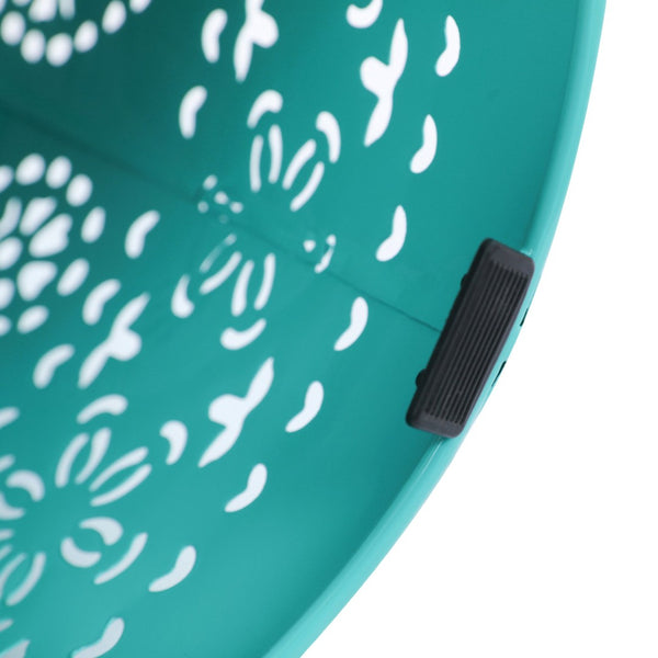 English Elm Solar Iron Lantern Side Table with Cutout Floral Design for Patio and Garden Decor Teal N770P270774T