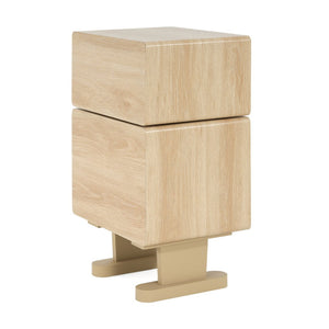 English Elm Mdf Robot Silhouette Side Table with Swivel Top Glass Cabinet and Storage Drawer N770P281241N
