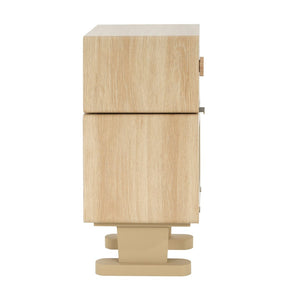 English Elm Mdf Robot Silhouette Side Table with Swivel Top Glass Cabinet and Storage Drawer N770P281241N