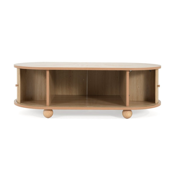 English Elm Mdf Oval Coffee Table with Retro Accordion Door and Wood Grain Melamine Top N770P281568N