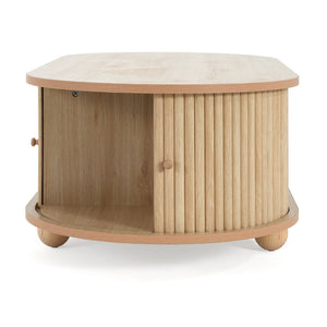 English Elm Mdf Oval Coffee Table with Retro Accordion Door and Wood Grain Melamine Top N770P281568N