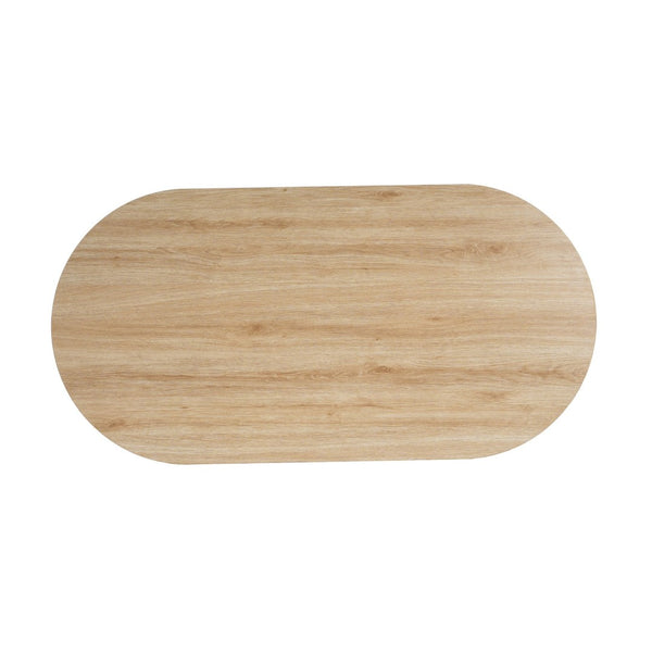 English Elm Mdf Oval Coffee Table with Retro Accordion Door and Wood Grain Melamine Top N770P281568N