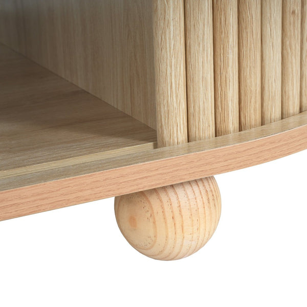 English Elm Mdf Oval Coffee Table with Retro Accordion Door and Wood Grain Melamine Top N770P281568N