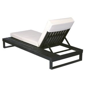 English Elm Black Acacia Hardwood Outdoor Chaise Lounge with Cushion and Adjustable Backrest N770P285267C_N770P407072B