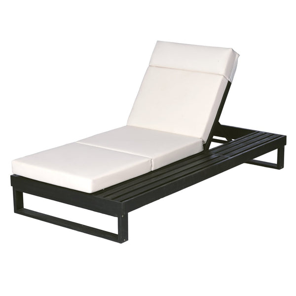 English Elm Black Acacia Hardwood Outdoor Chaise Lounge with Cushion and Adjustable Backrest N770P285267C_N770P407072B