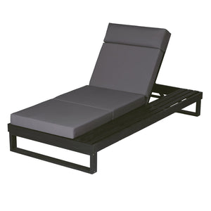 English Elm Black Acacia Hardwood Outdoor Chaise Lounge with Built-in Ledge and Cushion Included N770P285267G_N770P407072B