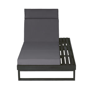 English Elm Black Acacia Hardwood Outdoor Chaise Lounge with Built-in Ledge and Cushion Included N770P285267G_N770P407072B
