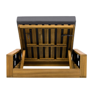 English Elm Acacia Wood Outdoor Chaise Lounge Teak Finish Coastal Rope Accent Reclining Patio Chair N770P350816T_65429.00CUSHDGRY