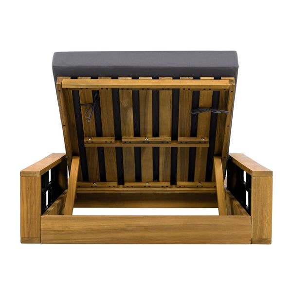 English Elm Acacia Wood Outdoor Chaise Lounge Teak Finish Coastal Rope Accent Reclining Patio Chair N770P350816T_65429.00CUSHDGRY