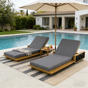 English Elm Acacia Wood Outdoor Chaise Lounge Teak Finish Coastal Rope Accent Reclining Patio Chair N770P350816T_65429.00CUSHDGRY