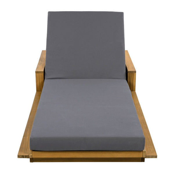 English Elm Acacia Wood Outdoor Chaise Lounge Teak Finish Coastal Rope Accent Reclining Patio Chair N770P350816T_65429.00CUSHDGRY