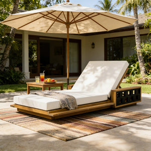 English Elm Acacia Wood Outdoor Chaise Lounge Teak Frame Rope Accents Reclining Patio Chair N770P350816T_65429.00CUSH