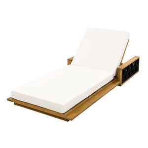 English Elm Acacia Wood Outdoor Chaise Lounge Teak Frame Rope Accents Reclining Patio Chair N770P350816T_65429.00CUSH