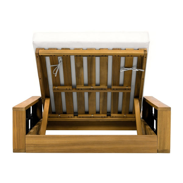 English Elm Acacia Wood Outdoor Chaise Lounge Teak Frame Rope Accents Reclining Patio Chair N770P350816T_65429.00CUSH
