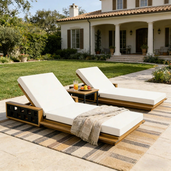 English Elm Acacia Wood Outdoor Chaise Lounge Teak Frame Rope Accents Reclining Patio Chair N770P350816T_65429.00CUSH