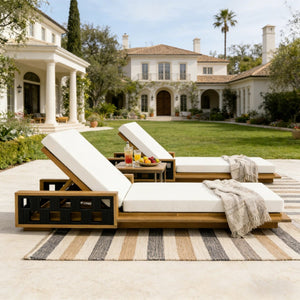 English Elm Acacia Wood Outdoor Chaise Lounge Teak Frame Rope Accents Reclining Patio Chair N770P350816T_65429.00CUSH