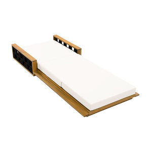 English Elm Acacia Wood Reclining Outdoor Chaise Lounge Teak Finish Rope Accents Patio Poolside Cream N770P350816T_N770P208317C
